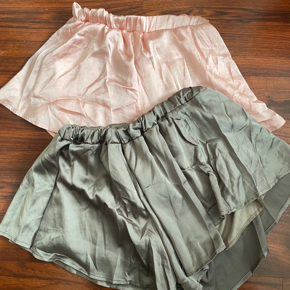 Pink and brown satin shorts